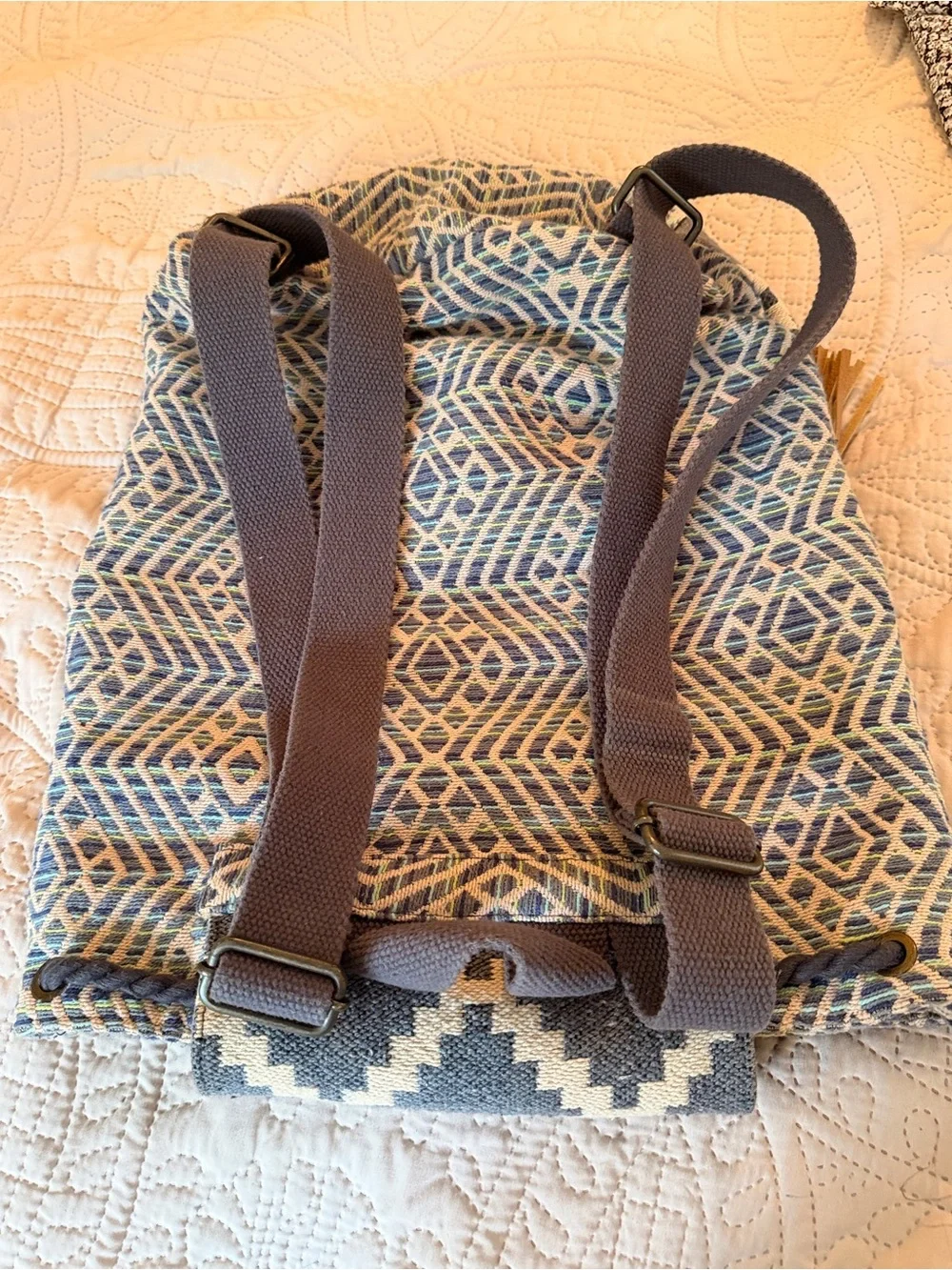 Mossimo Supply Co. Woven Geo Pattern Drawstring Backpack in Charcoal and Cream